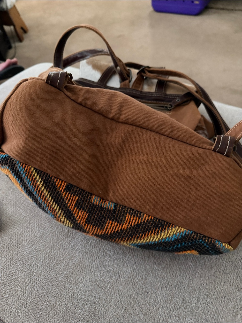 Myra Bag Brown/Tan/Blue Southwestern Sunflower Accent Backpack - Picture 5 of 5